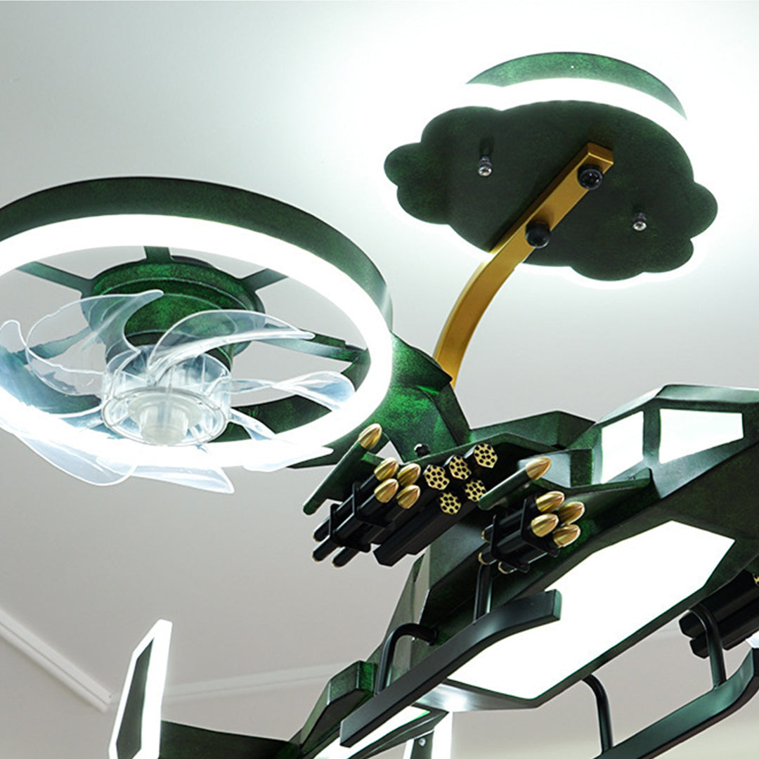 Colorful Airplane Ceiling Fan Light for Kids' Room - LED Fixture