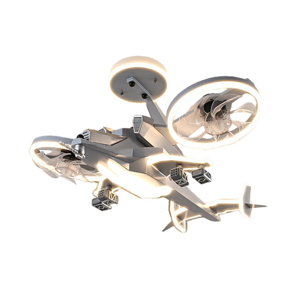 Fighter Jet Ceiling Fan with Full Spectrum Light for Kids' Room Decor