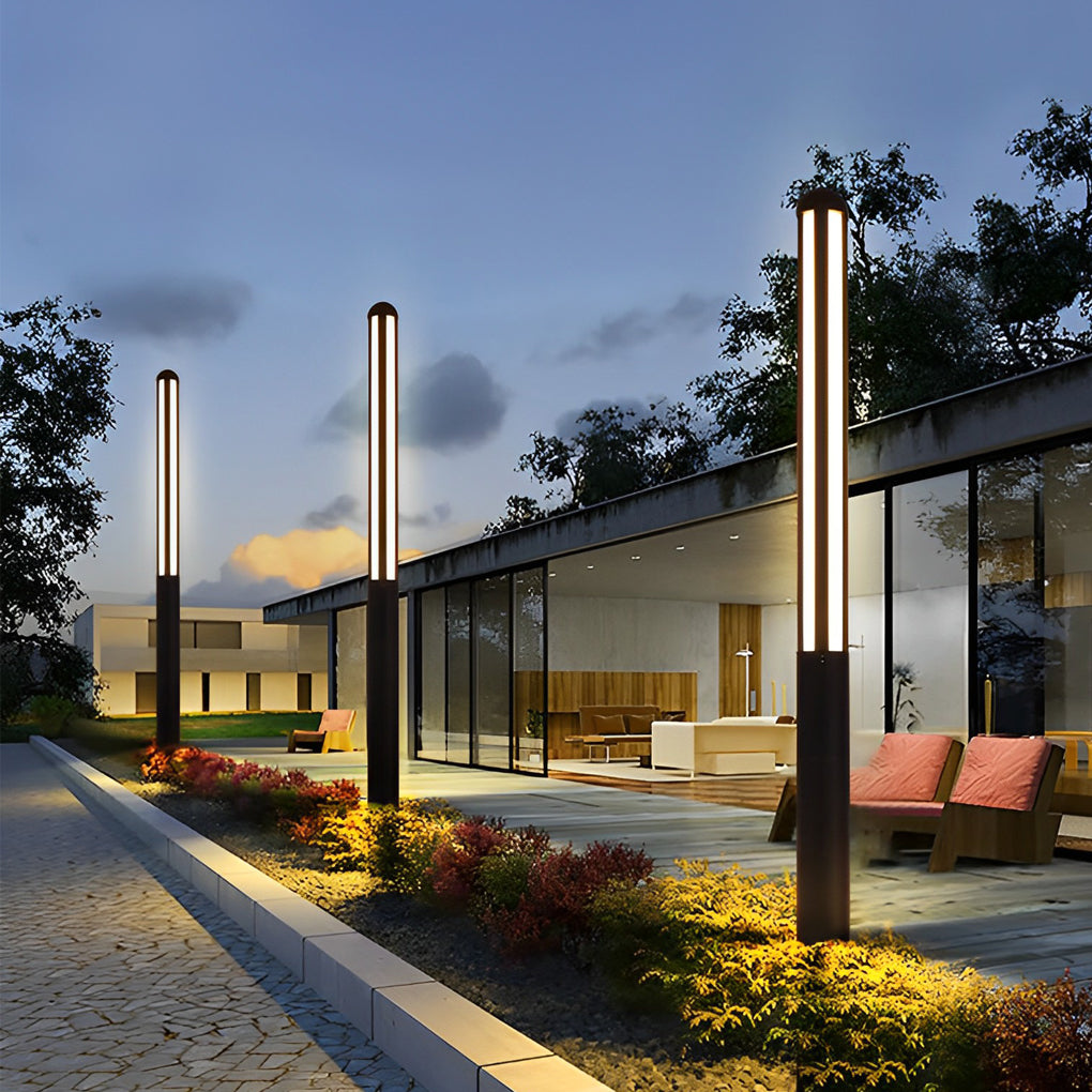 Minimalist Waterproof LED Bollard Light Fixture for Outdoor Garden Pathway
