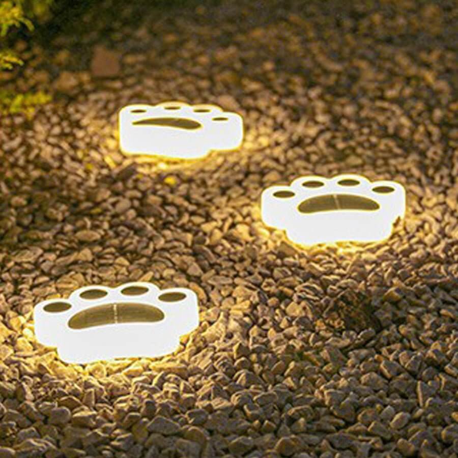 Modern Solar-Powered Animal Paw Step Stairs Lighting for Outdoor Use