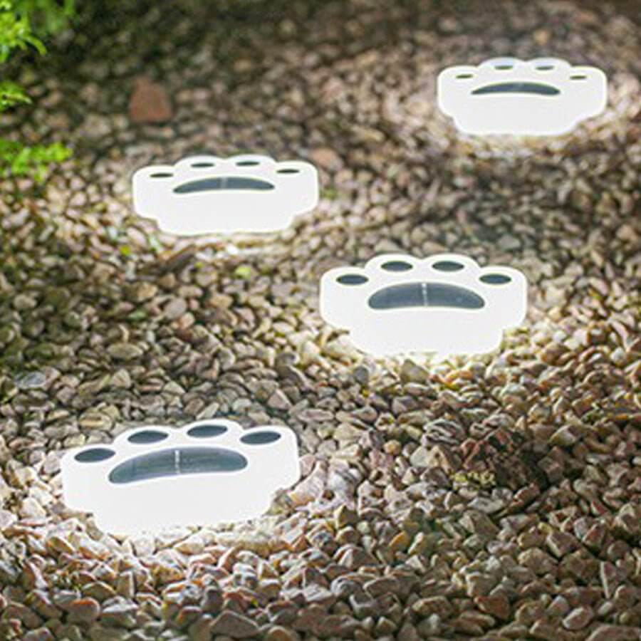 Modern Solar-Powered Animal Paw Step Stairs Lighting for Outdoor Use