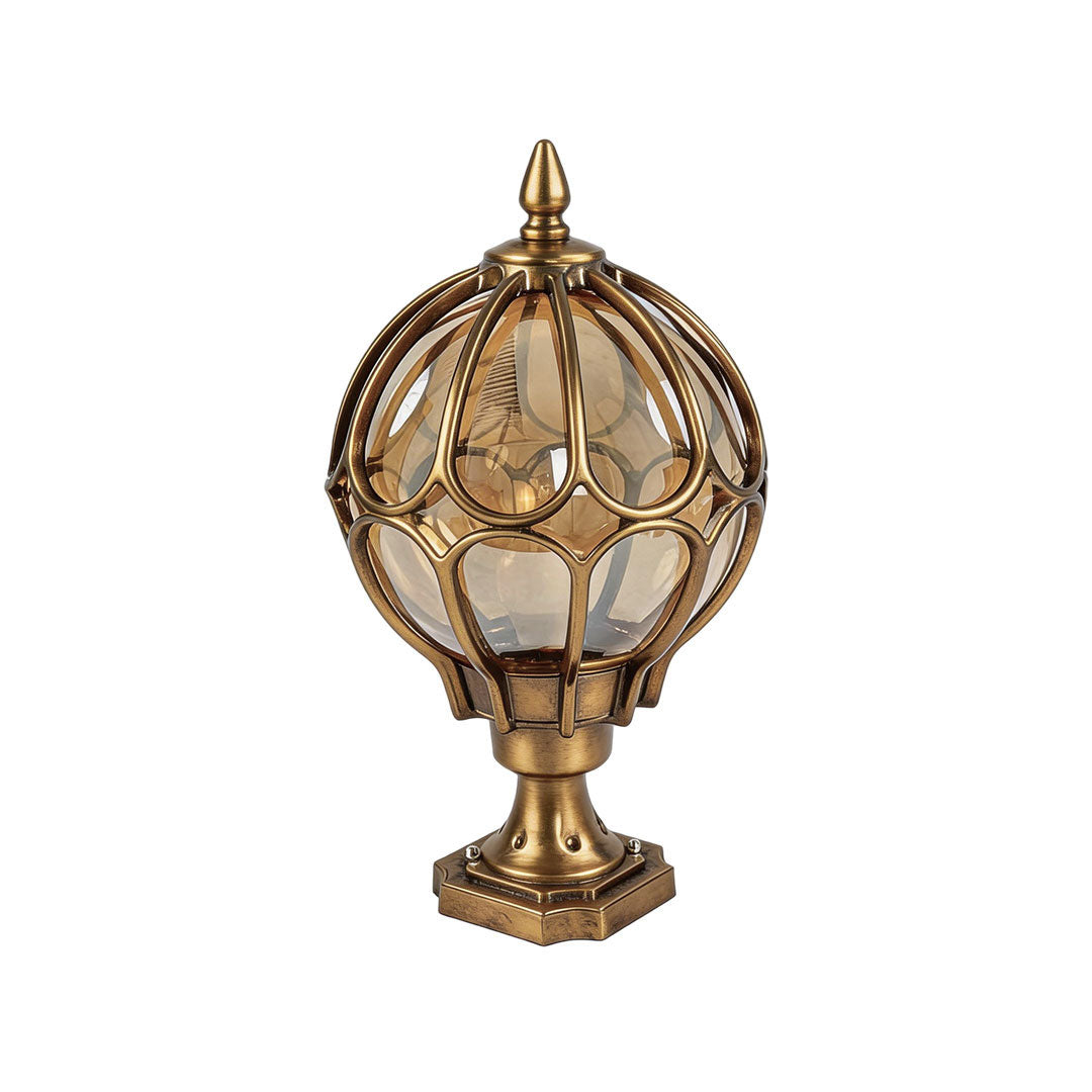 Vintage Copper-Finished Glass Globe Outdoor Post Light for Patios & Yards