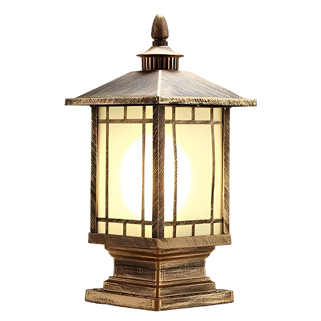 Retro Waterproof Outdoor Street Light Pillar in Black Metal for Patios