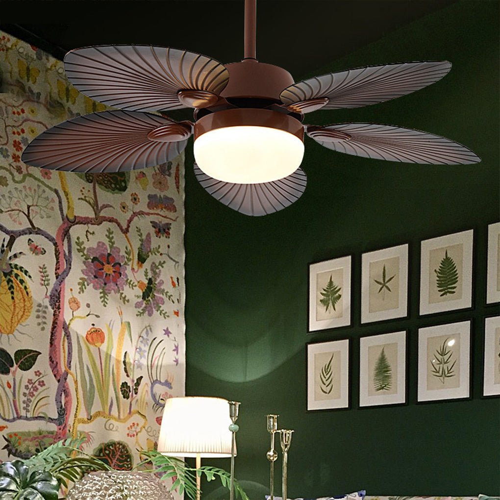Vintage Bronze LED Ceiling Fan Lamp with Remote - Three Color Dimming