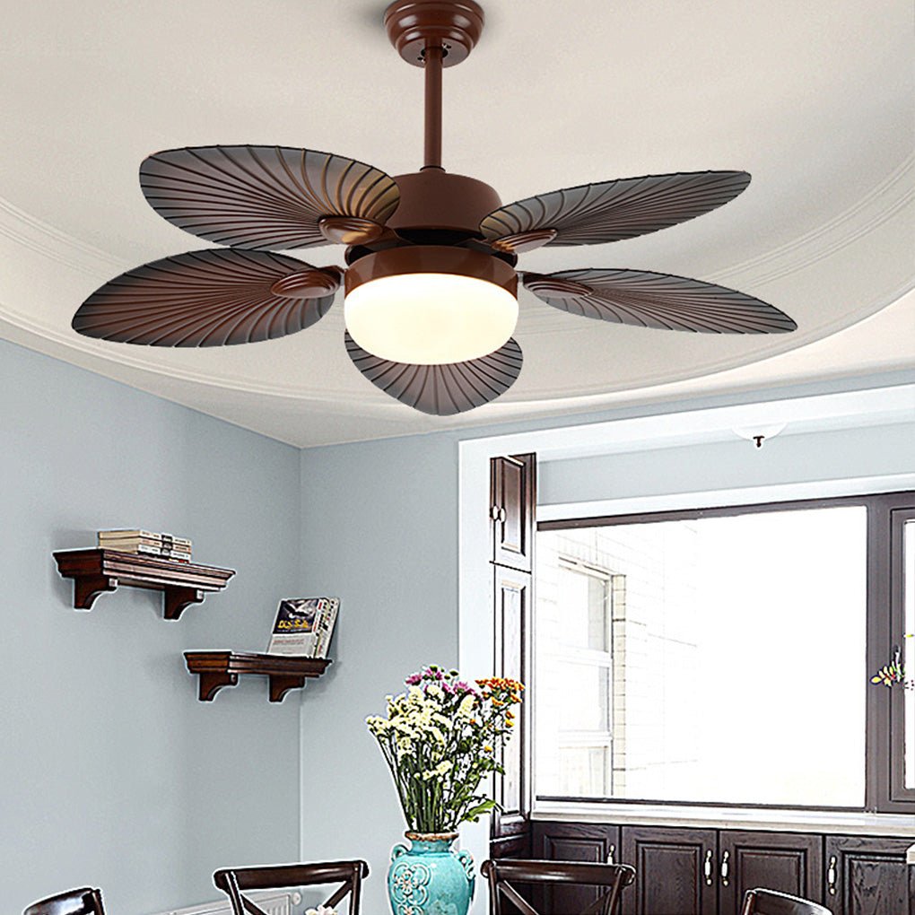 Vintage Bronze LED Ceiling Fan Lamp with Remote - Three Color Dimming