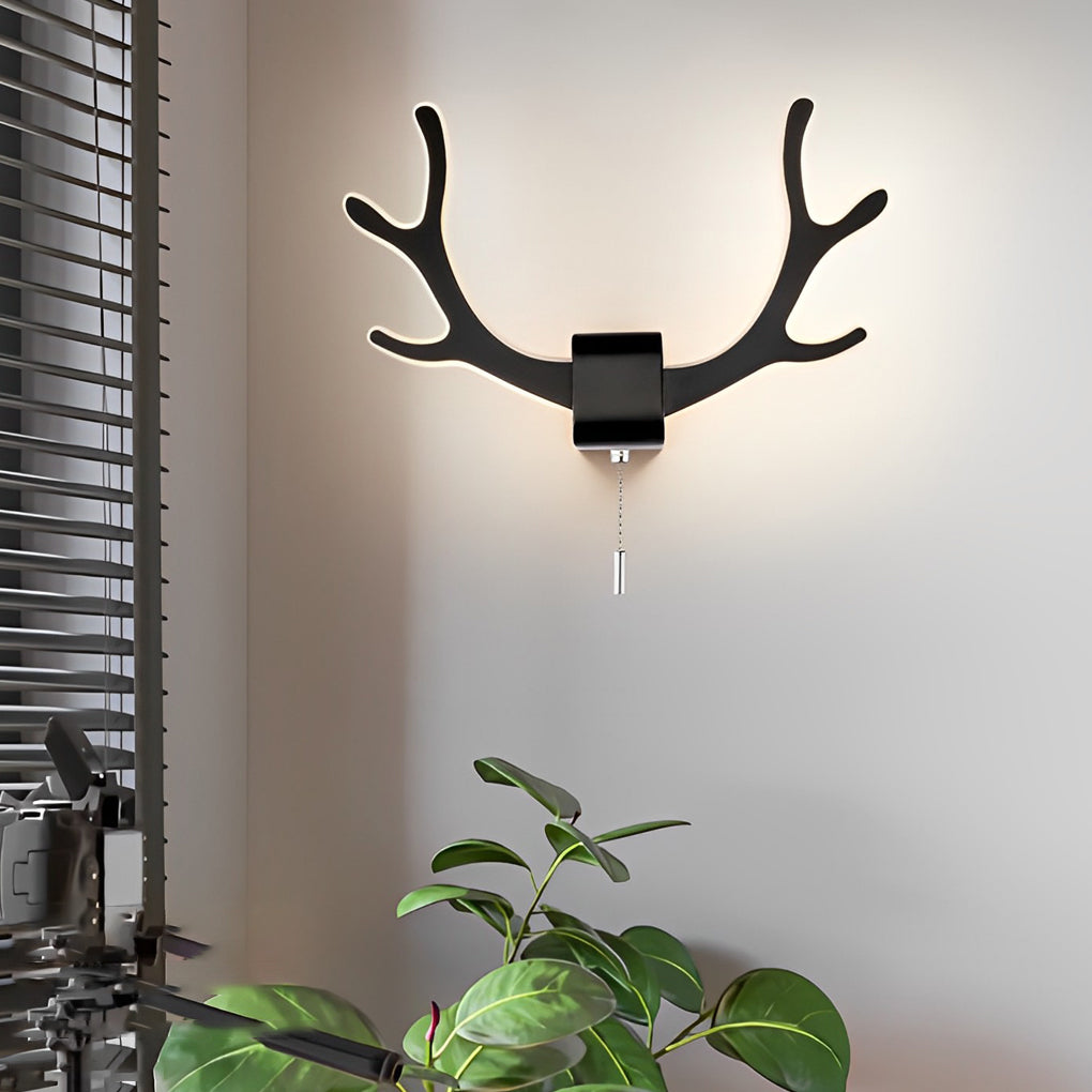 Modern Black Iron Antler Wall Sconce LED Lamp for Living Room Bedroom