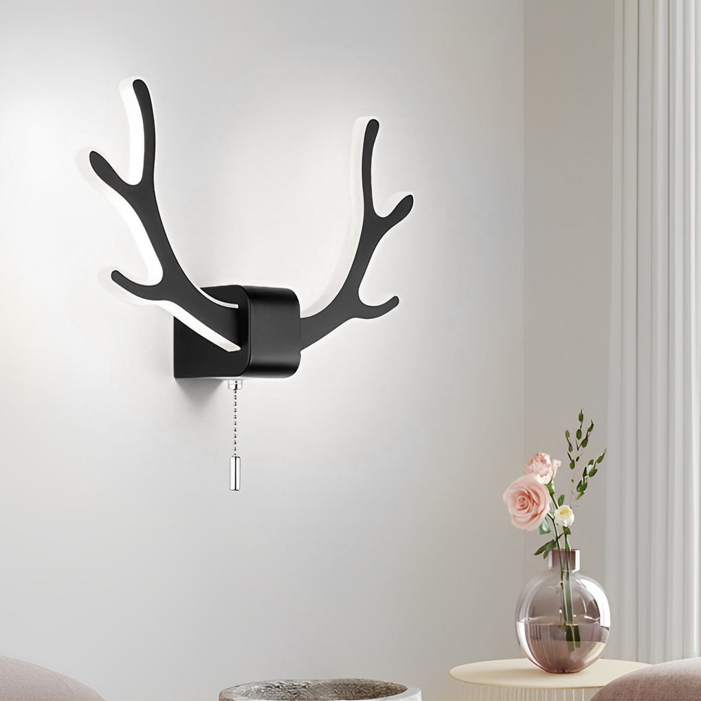 Modern Black Iron Antler Wall Sconce LED Lamp for Living Room Bedroom