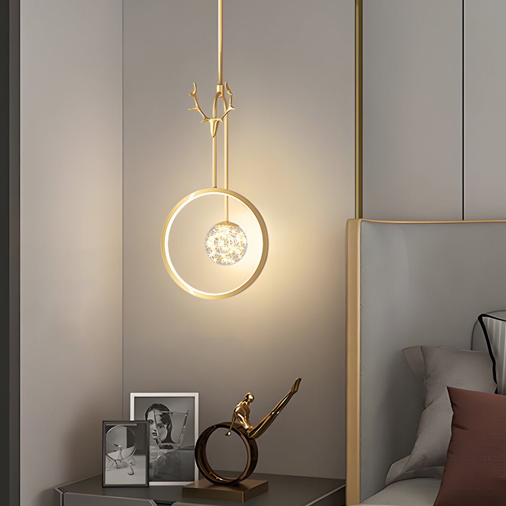 Rustic Antler LED Pendant Light with Dimming for Farmhouse Dining Room