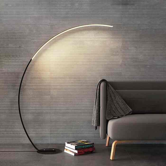 Sleek Black Arc Floor Lamp with Metal Shade for Living Room Reading Space