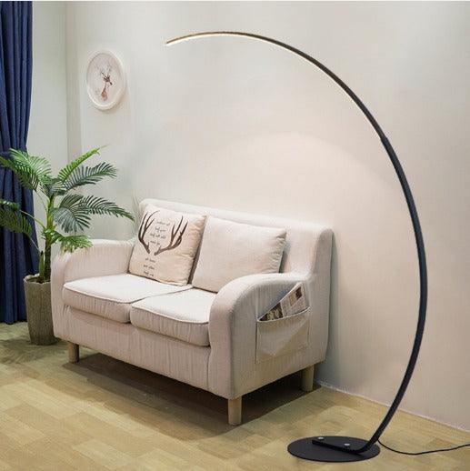 Sleek Black Arc Floor Lamp with Metal Shade for Living Room Reading Space