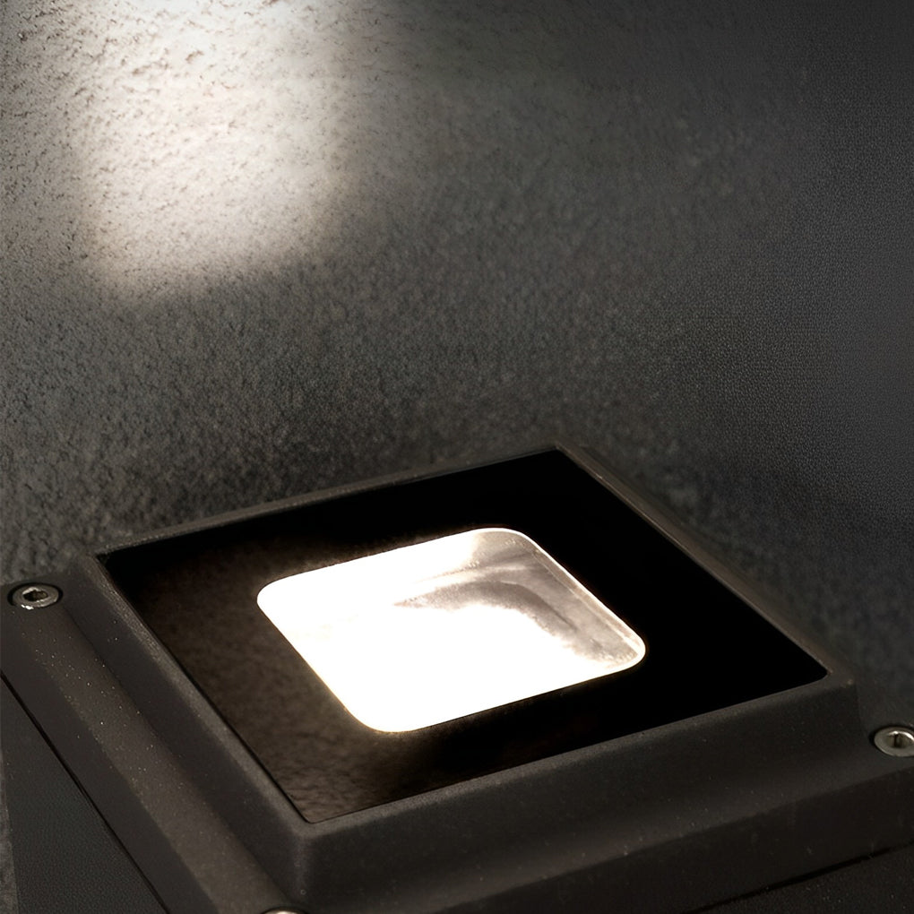 Sleek Black LED Up-Down Wall Sconce for Outdoor Building Illumination