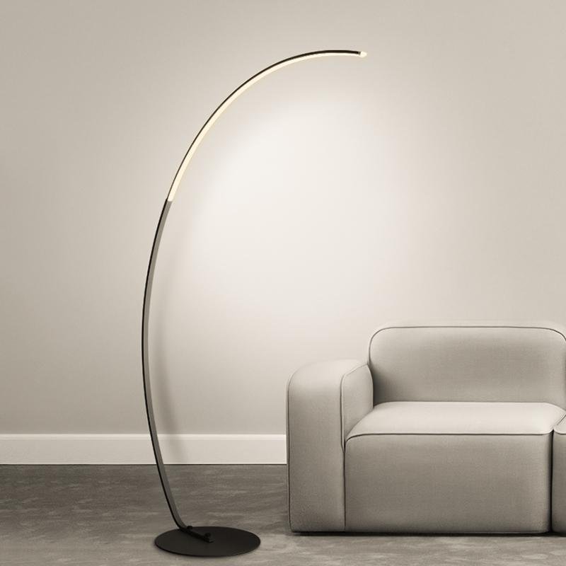 Sleek Aluminum Arcing LED Floor Lamp with Remote Control for Living Room