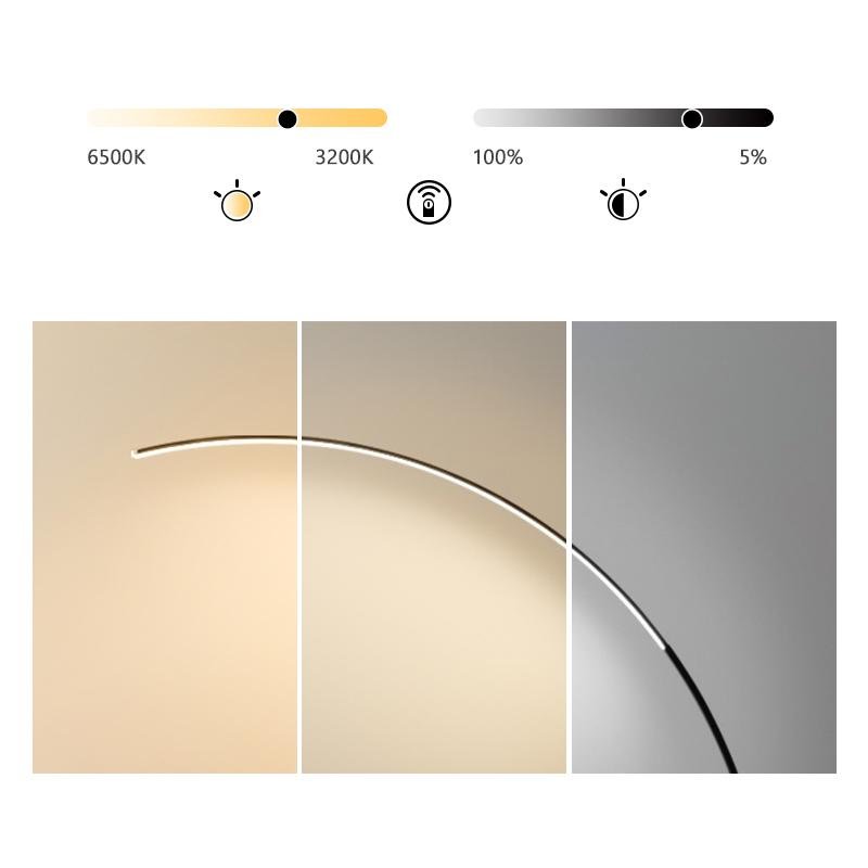 Sleek Aluminum Arcing LED Floor Lamp with Remote Control for Living Room