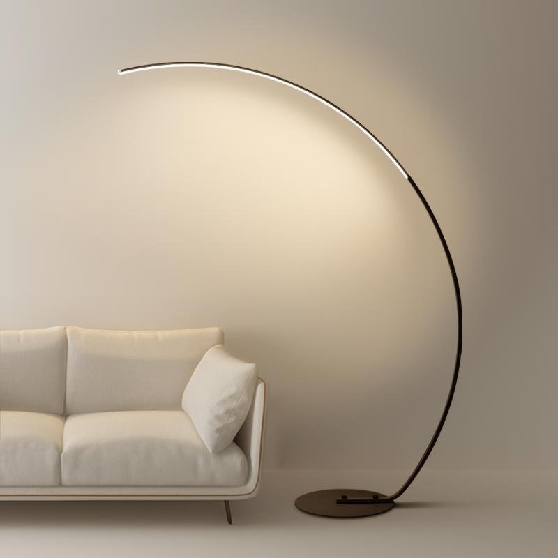 Sleek Aluminum Arcing LED Floor Lamp with Remote Control for Living Room