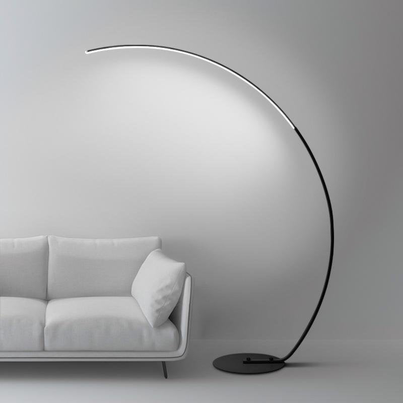 Sleek Aluminum Arcing LED Floor Lamp with Remote Control for Living Room