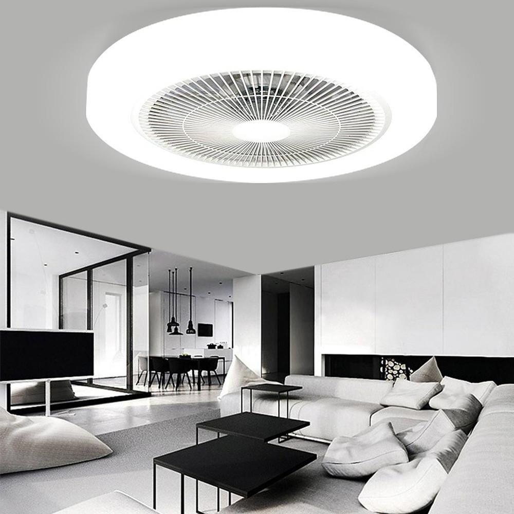 Modern White Bladeless LED Ceiling Fan Light for Living Room Decor
