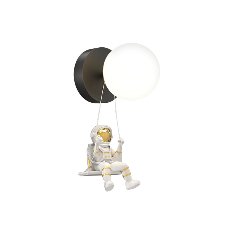 Nordic Style White Astronaut Resin Wall Light for Kids' Room Decor