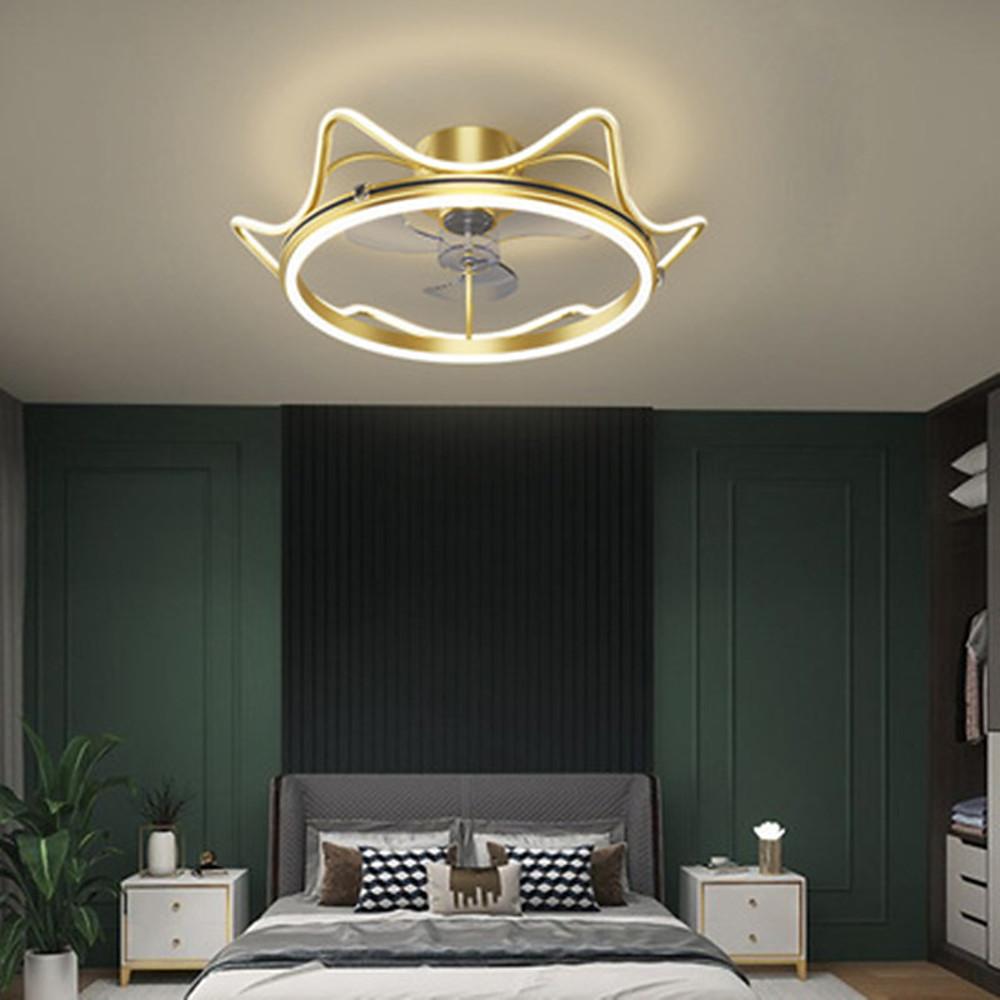 Gold Crown Shaped Bladeless Ceiling Fan Light with LED for Bedrooms