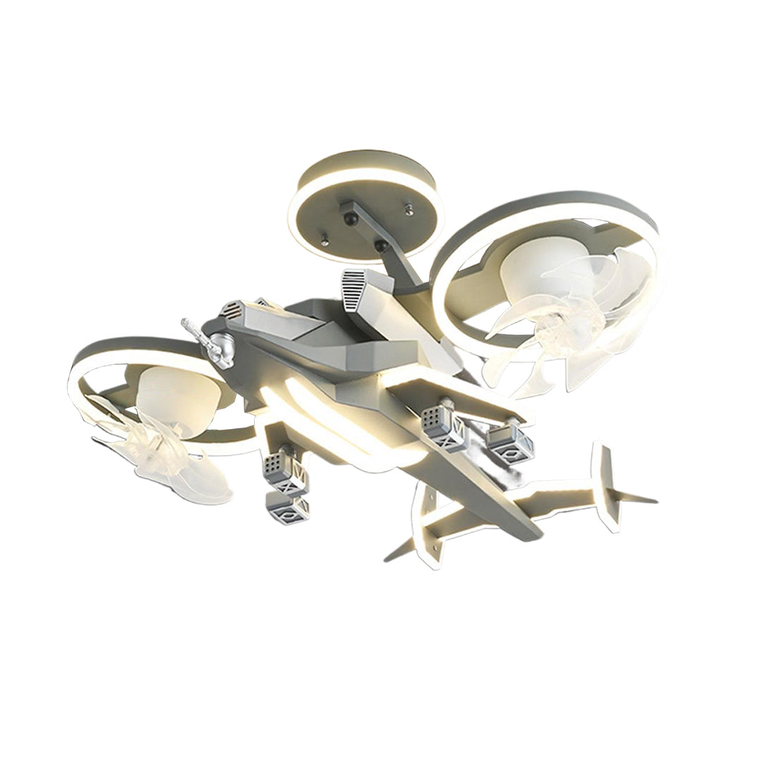 Fighter Jet Ceiling Fan with Full Spectrum Light for Kids' Room Decor