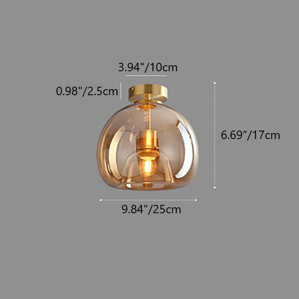 Modern Nordic Round Glass and Iron Semi-Flush Mount Ceiling Light for Living Room