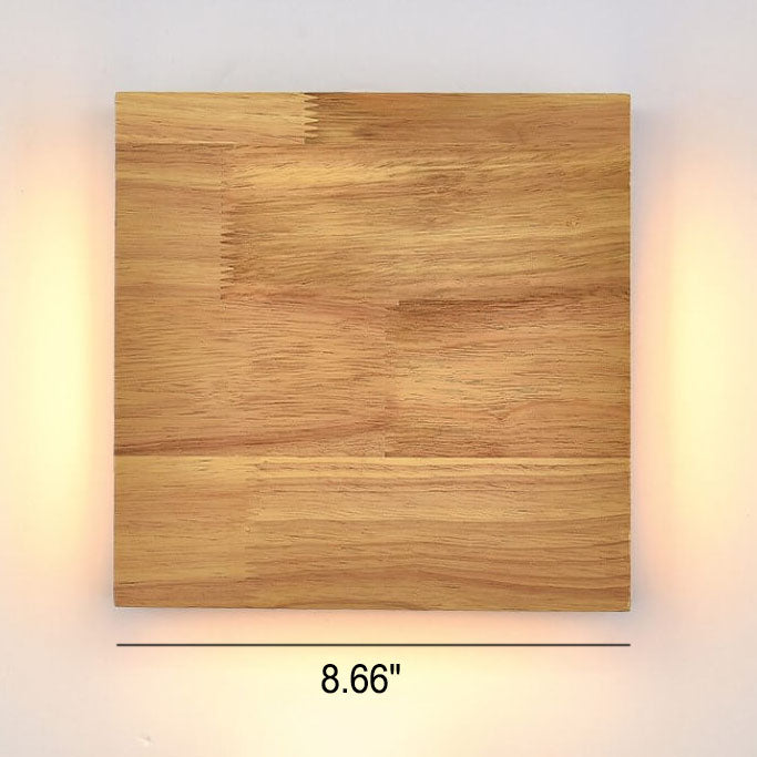 Wabi-Sabi Natural Wood Rectangular LED Wall Sconce for Rustic Decor