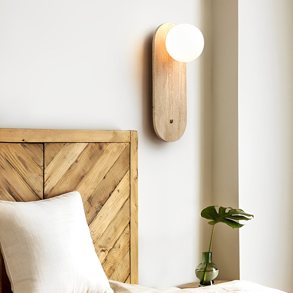 Yellow Travertine Wabi-Sabi LED Wall Light Fixture for Modern Interiors