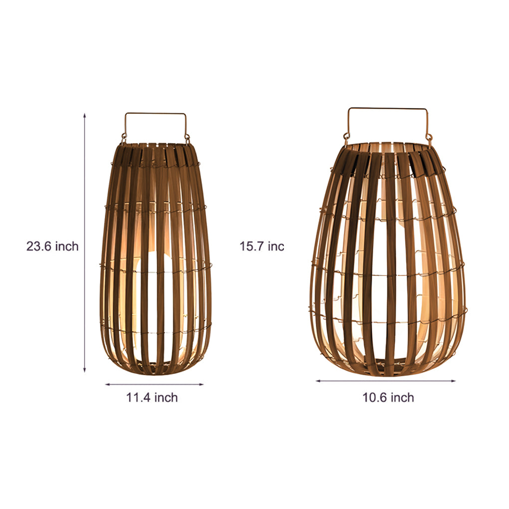 Portable Waterproof LED Bamboo Lanterns for Outdoor Dining Decor
