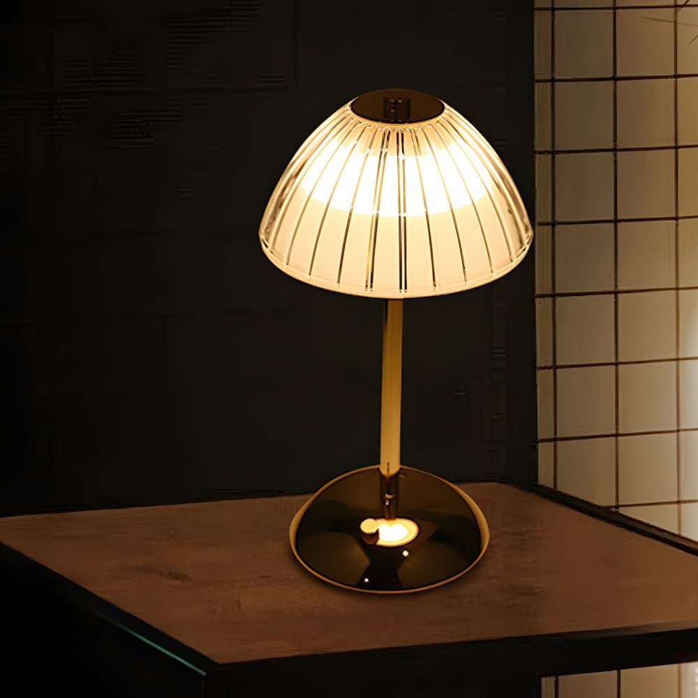 Battery-Powered LED Brushed Brass Table Lamp for Modern Home Décor