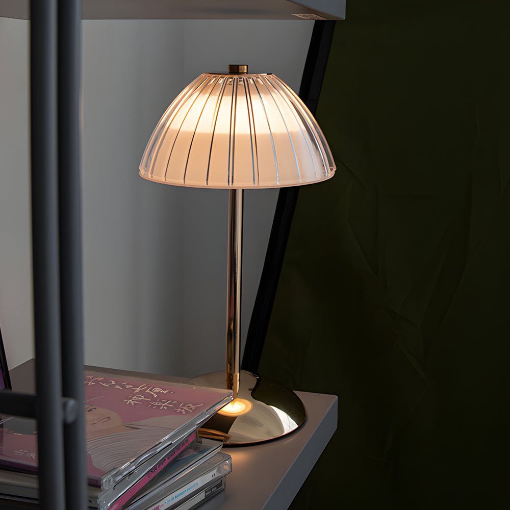 Battery-Powered LED Brushed Brass Table Lamp for Modern Home Décor