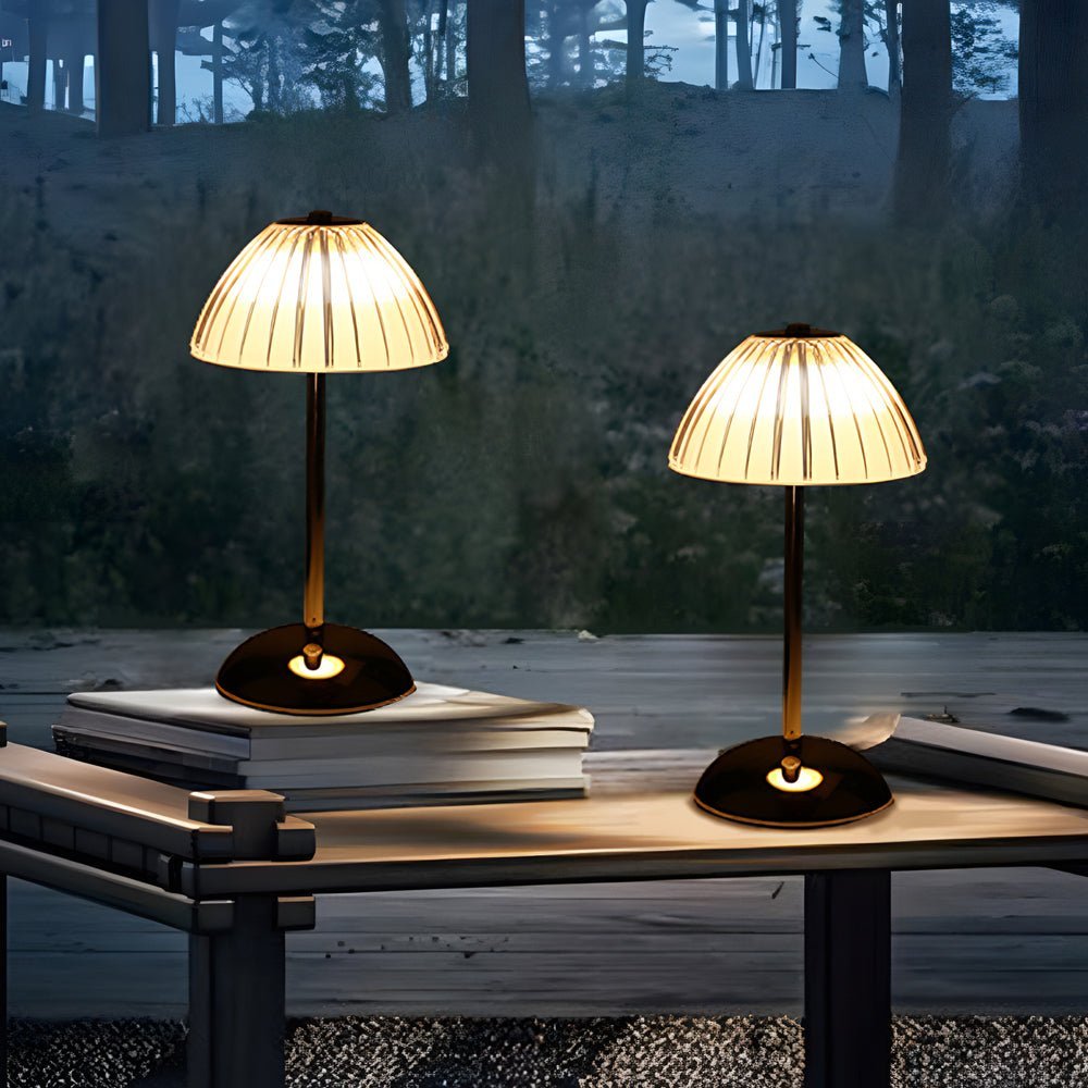 Battery-Powered LED Brushed Brass Table Lamp for Modern Home Décor