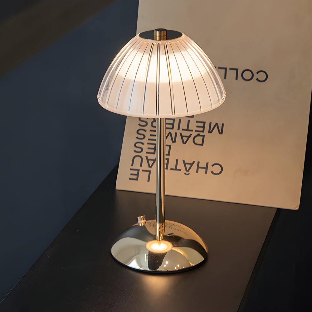 Battery-Powered LED Brushed Brass Table Lamp for Modern Home Décor
