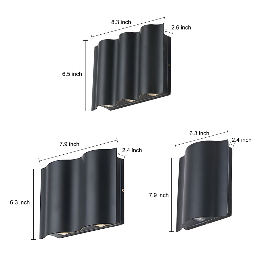 Stylish Wavy Aluminum LED Up-Down Wall Light for Outdoor Spaces