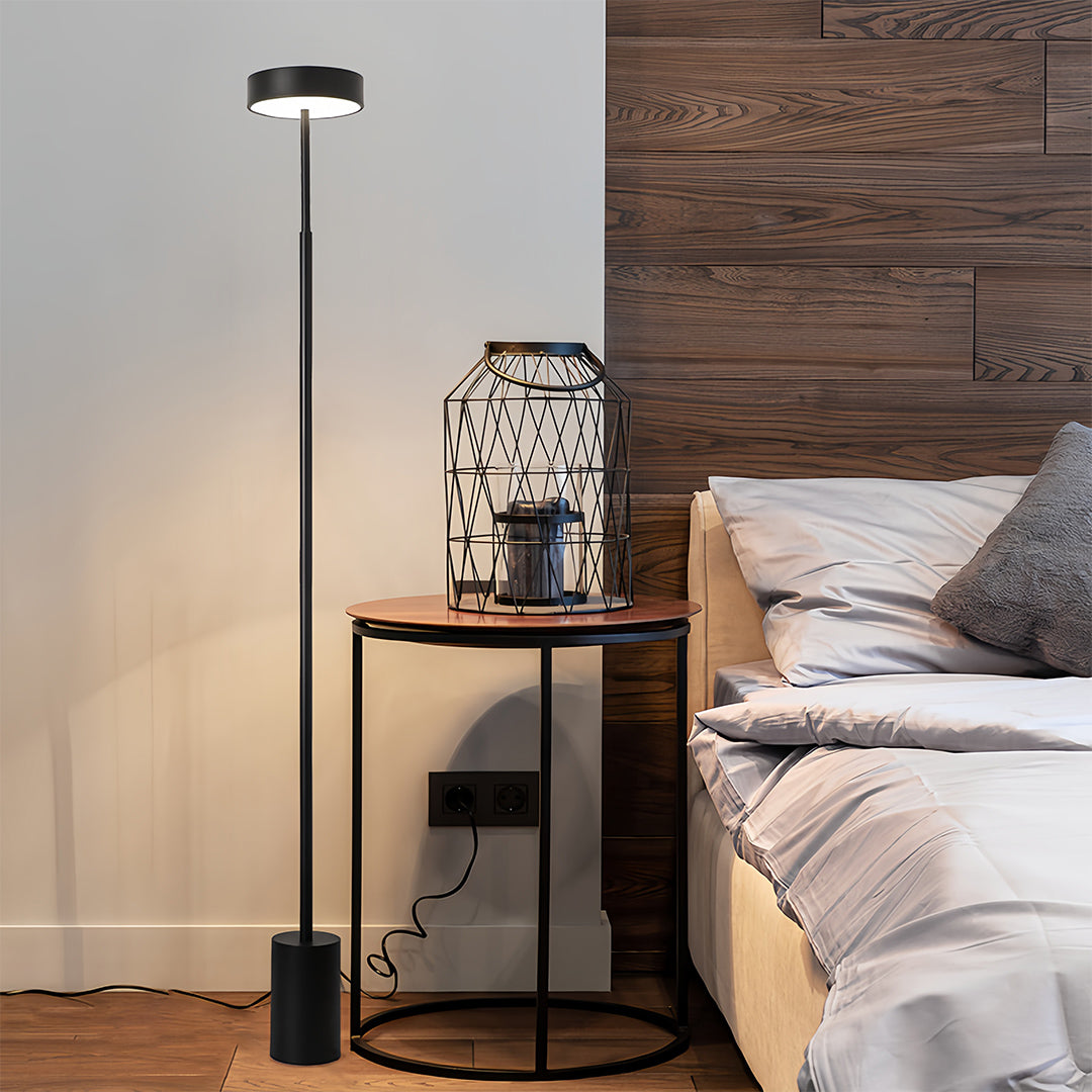 Chic Dimmable Petite Modern Floor Lamp in Black for Living Room Reading