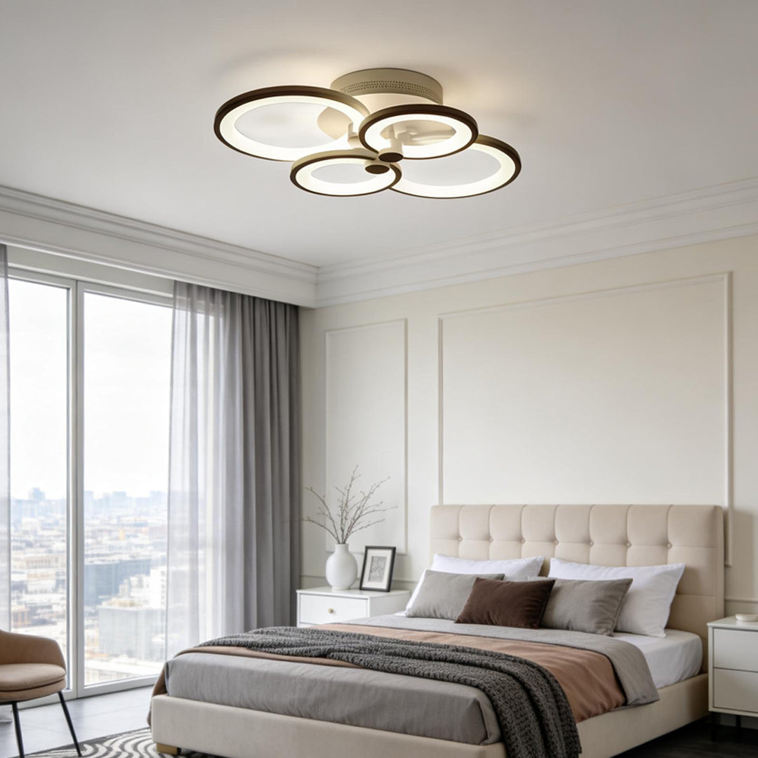 Elegant Modern Overlapping Ring Ceiling Light Fixture in Gold for Living Room