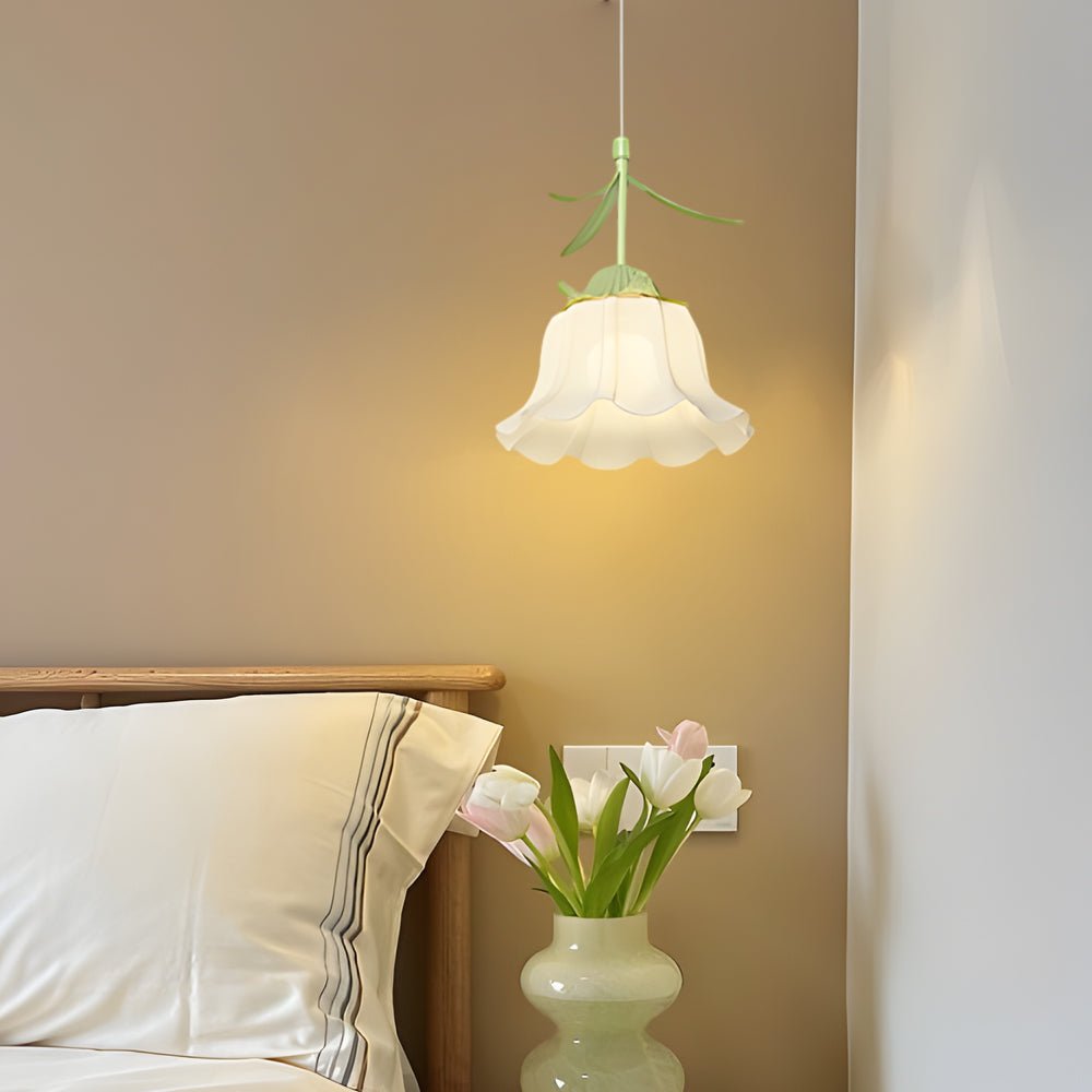 Green Modern Bell Orchid Three-Step Dimming Pendant Light Fixture for Living Room