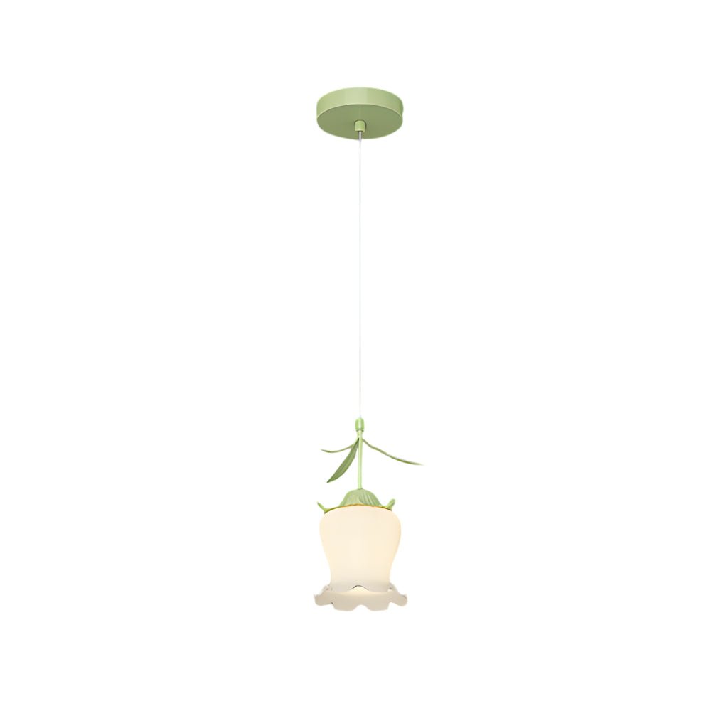Green Modern Bell Orchid Three-Step Dimming Pendant Light Fixture for Living Room