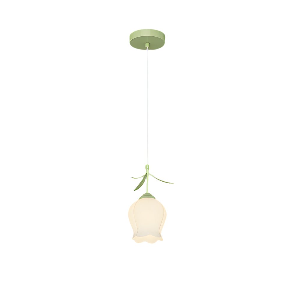 Green Modern Bell Orchid Three-Step Dimming Pendant Light Fixture for Living Room