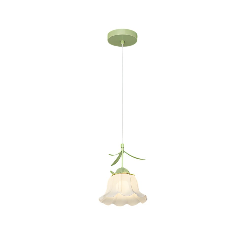 Green Modern Bell Orchid Three-Step Dimming Pendant Light Fixture for Living Room