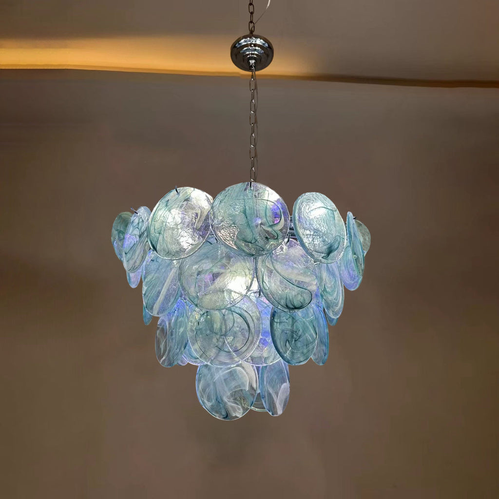 Classic French Floral Iron and Glass Chandelier for Elegant Living Room
