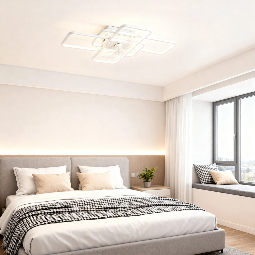 Modern Clear Acrylic Ceiling Fan with Lights - Stylish Home Fixture