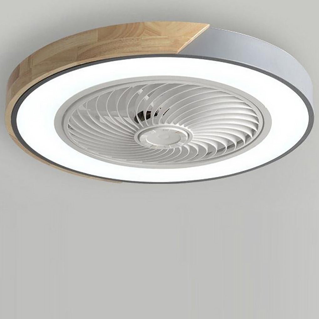 Sleek White Bladeless LED Flush Mount Ceiling Fan with Remote for Bedrooms