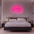 'Vibrant Red Biting Lip LED Neon Wall Sign for Modern Decor'