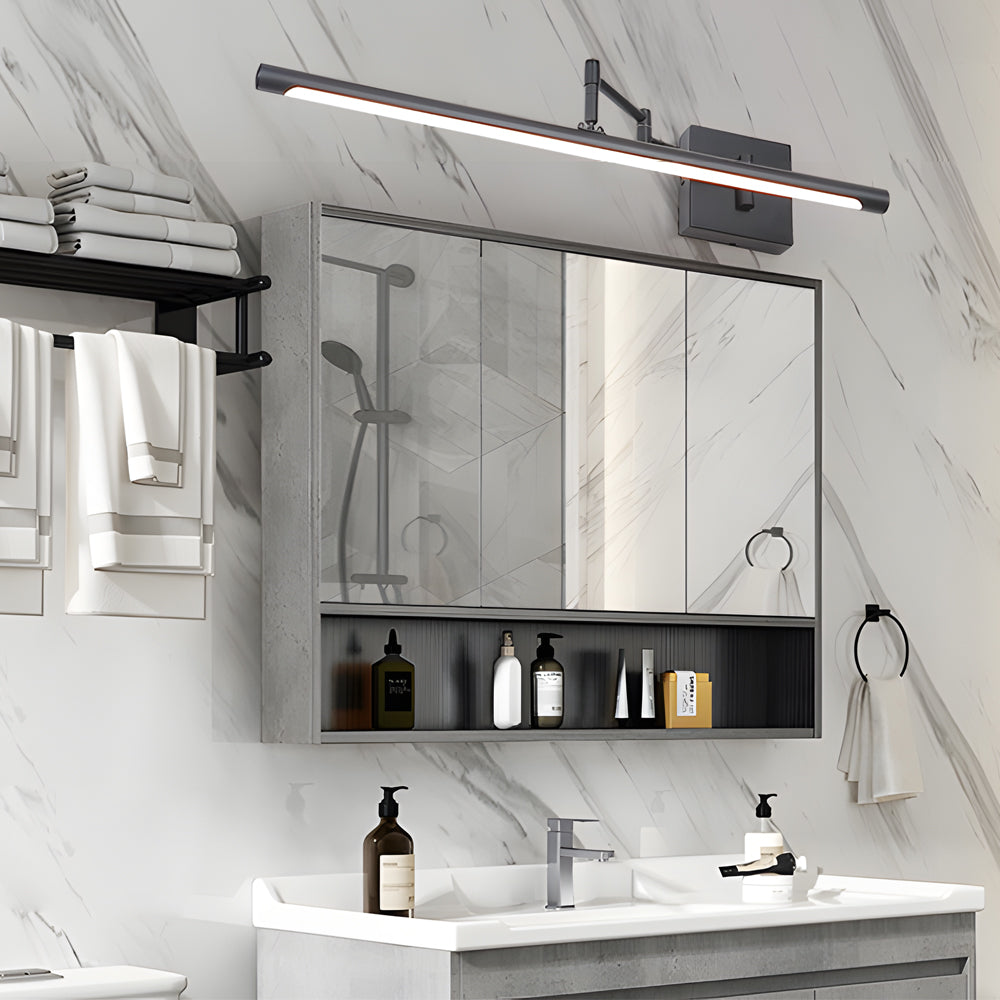 Modern Black Metal Swing Arm Vanity Light for Bathroom Decor