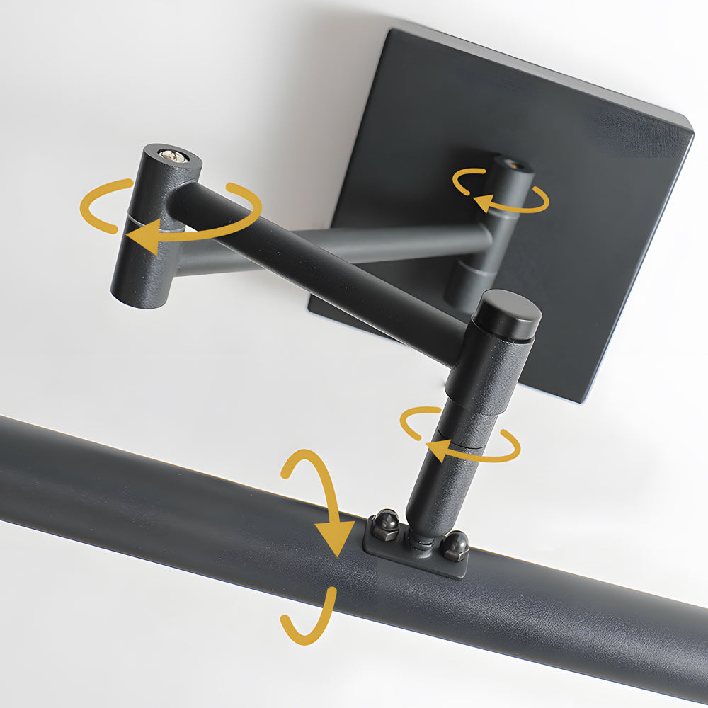 Modern Black Metal Swing Arm Vanity Light for Bathroom Decor
