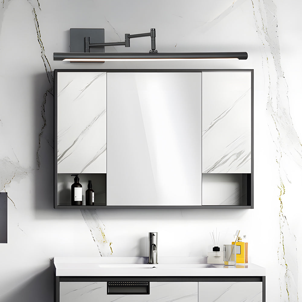 Modern Black Metal Swing Arm Vanity Light for Bathroom Decor