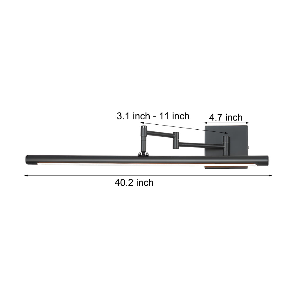 Modern Black Metal Swing Arm Vanity Light for Bathroom Decor