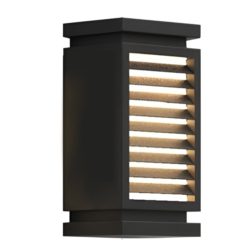 Sleek Black Stainless Steel LED Bollard Louvered Outdoor Path Light