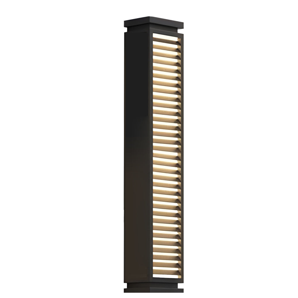 Sleek Black Stainless Steel LED Bollard Louvered Outdoor Path Light