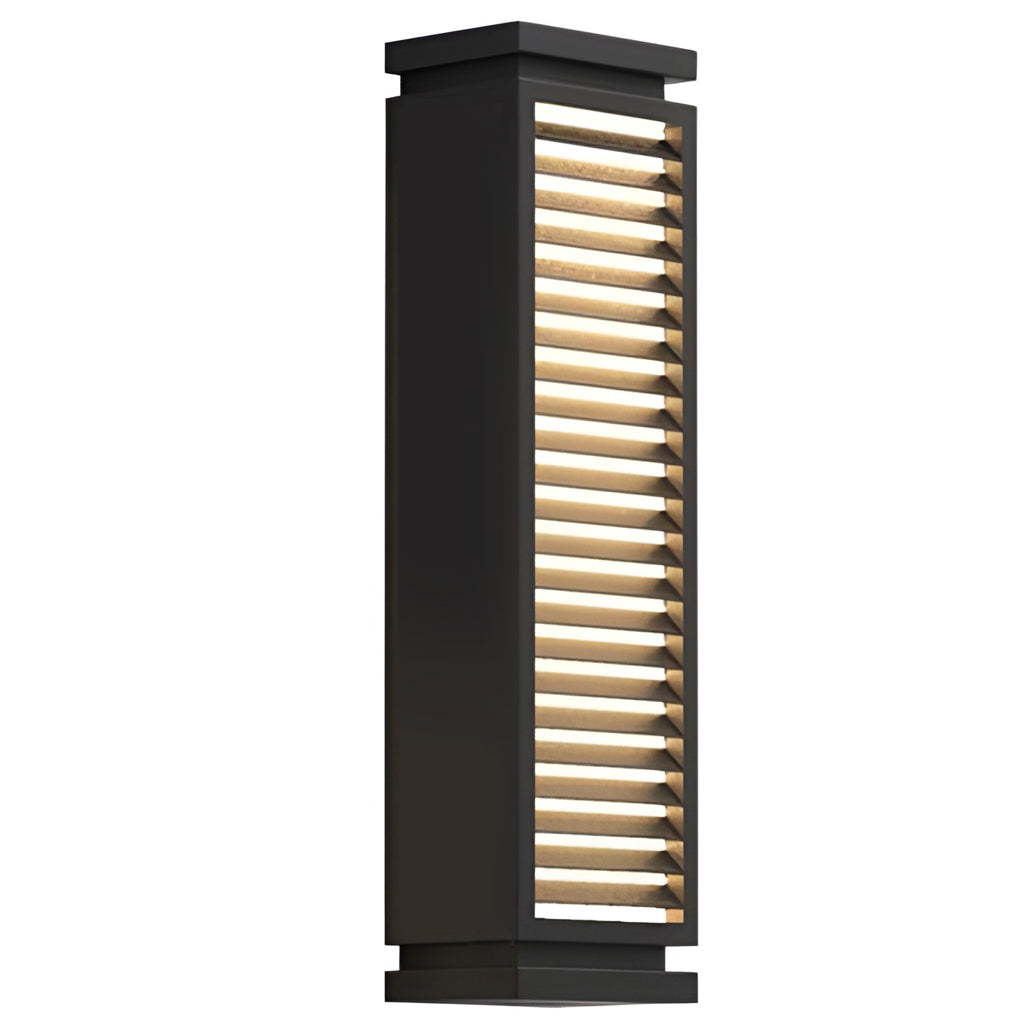 Sleek Black Stainless Steel LED Bollard Louvered Outdoor Path Light