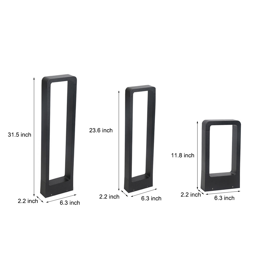 Modern Black Waterproof Bollard Lights for Outdoor Pathway & Garden